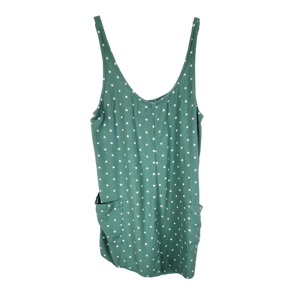 RVCA Women's Marina Romper SMALL Coverup Green Polka Dot Pockets Beachy Relaxed - Picture 2 of 6